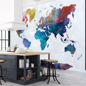 Arte 3D Mapa Colorido L917 Papel de Parede Removível Papel de Parede Autoadesivo Extra Grande Peel & Stick Papel de Parede Mural AJ PAPÉIS DE PAREDE