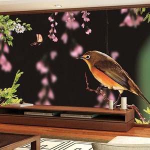 3D Tier neugierig Vogel R11559 abnehmbare Tapete selbstklebend Tapete extra groß Peel & Stick Tapete Tapete Wandbild AJ WALLPAPERS