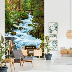 3D Happy Stream im Wald L1791 abnehmbare Tapete selbstklebende Tapete extra groß Peel & Stick Tapete Wandbild