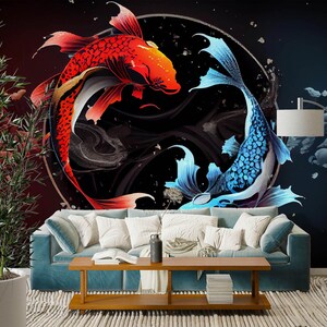 3D Tier Koi Malerei L2047 Abnehmbare Tapete selbstklebende Tapete Extra große Peel & Stick Wallpaper Wallpaper Wandbild AJ HINTERGRUNDBILDER
