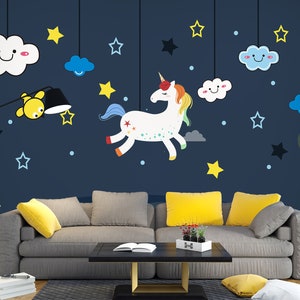 3D Animal Lindo Unicornio L1512 Papel pintado removible Papel pintado autoadhesivo Papel pintado extra grande Peel & Stick Papel pintado Mural AJ WALLPAPERS