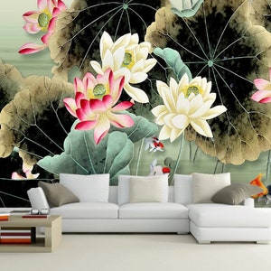 3D Chinese Lotus N03 Removable Wallpaper Self Adhesive Wallpaper Extra Large Peel - Stick Wallpaper Wallpaper Mural AJ WALLPAPER Wallpaper Wallpaper Wallpaper Wallpaper AJ WALLPAPER Wallpaper AJ WALLPAPER