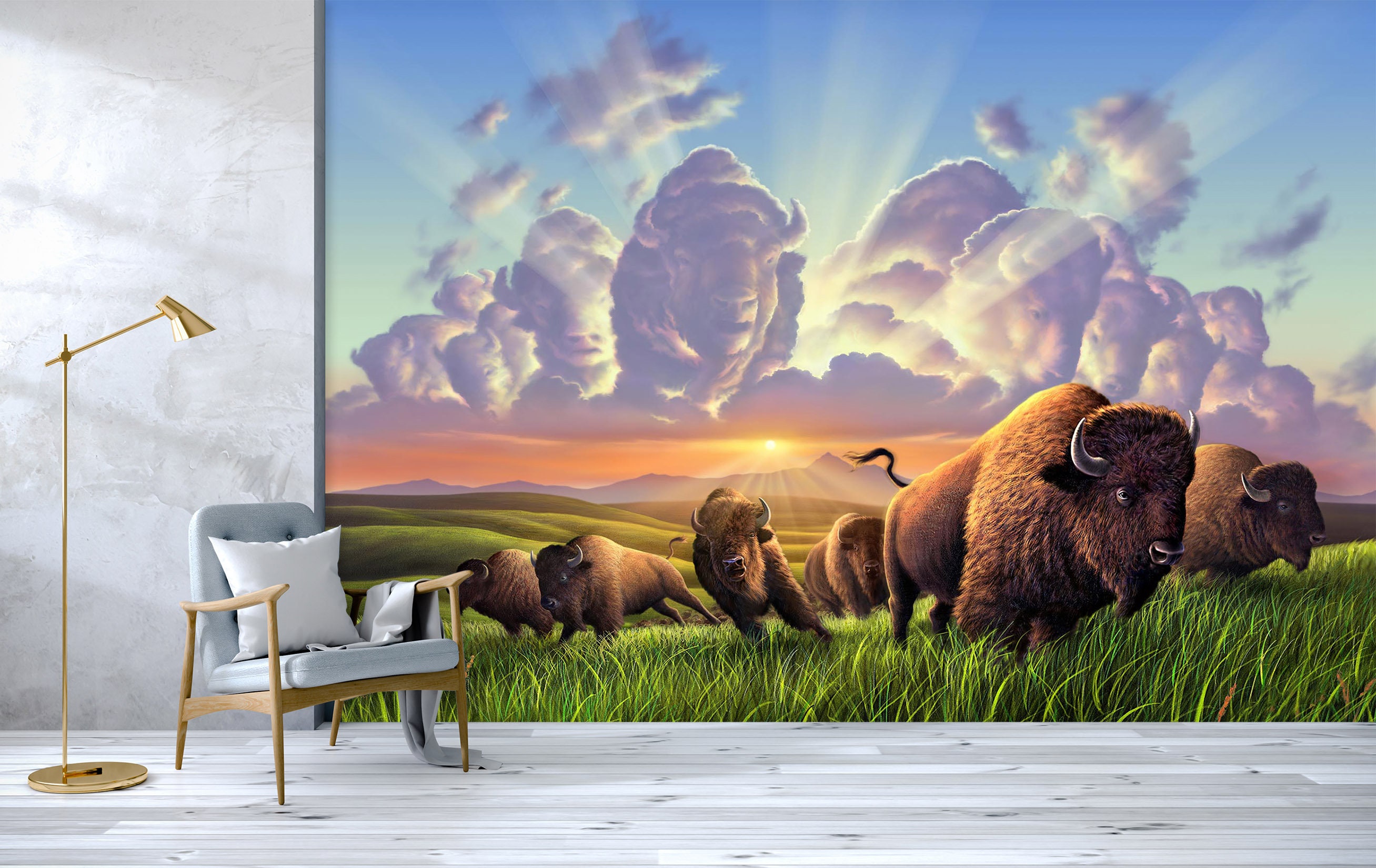 3D Wild Cattle Grassland A272 Removable Wallpaper Self | Etsy