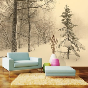 3D Tranquil Snow Scene R11258 Verwijderbaar Behang Zelfklevend Behang Extra Grote Peel &Stick Wallpaper Wallpaper Mural AJ WALLPAPERS