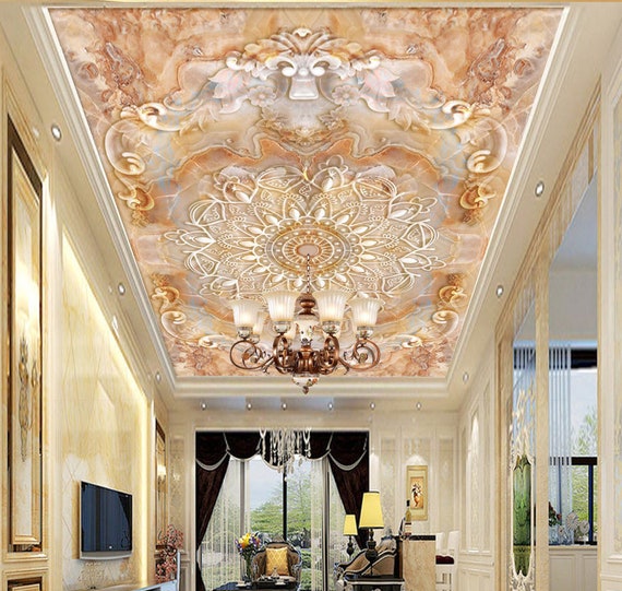 3D Yellow Texture CC094 Ceiling Wallpaper Removable Self | Etsy