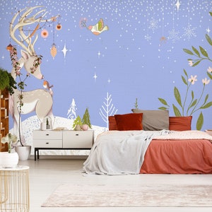 3D Animal Gentle Deer L1523 Papel pintado removible Papel pintado autoadhesivo Extra grande Peel & Stick Wallpaper Mural AJ WALLPAPERS