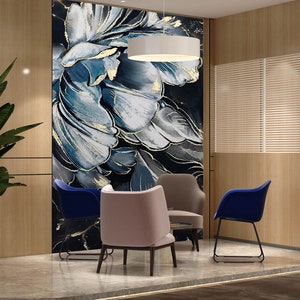 3D Fantasy Blue Flowers L3132 Papel pintado removible Papel pintado autoadhesivo Extra grande Peel & Stick Wallpaper Mural AJ WALLPAPERS