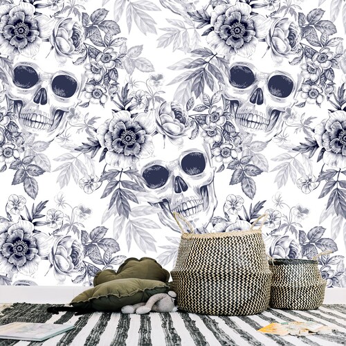 Skull Wallpaper Removable Wallpaper Peel and Stick - Etsy