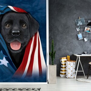 3D-Flagge und Hund C213 abnehmbare Tapete selbstklebende Tapete Extra große Peel & Stick Wallpaper Wallpaper Wandbild AJ WALLPAPERS Vincent