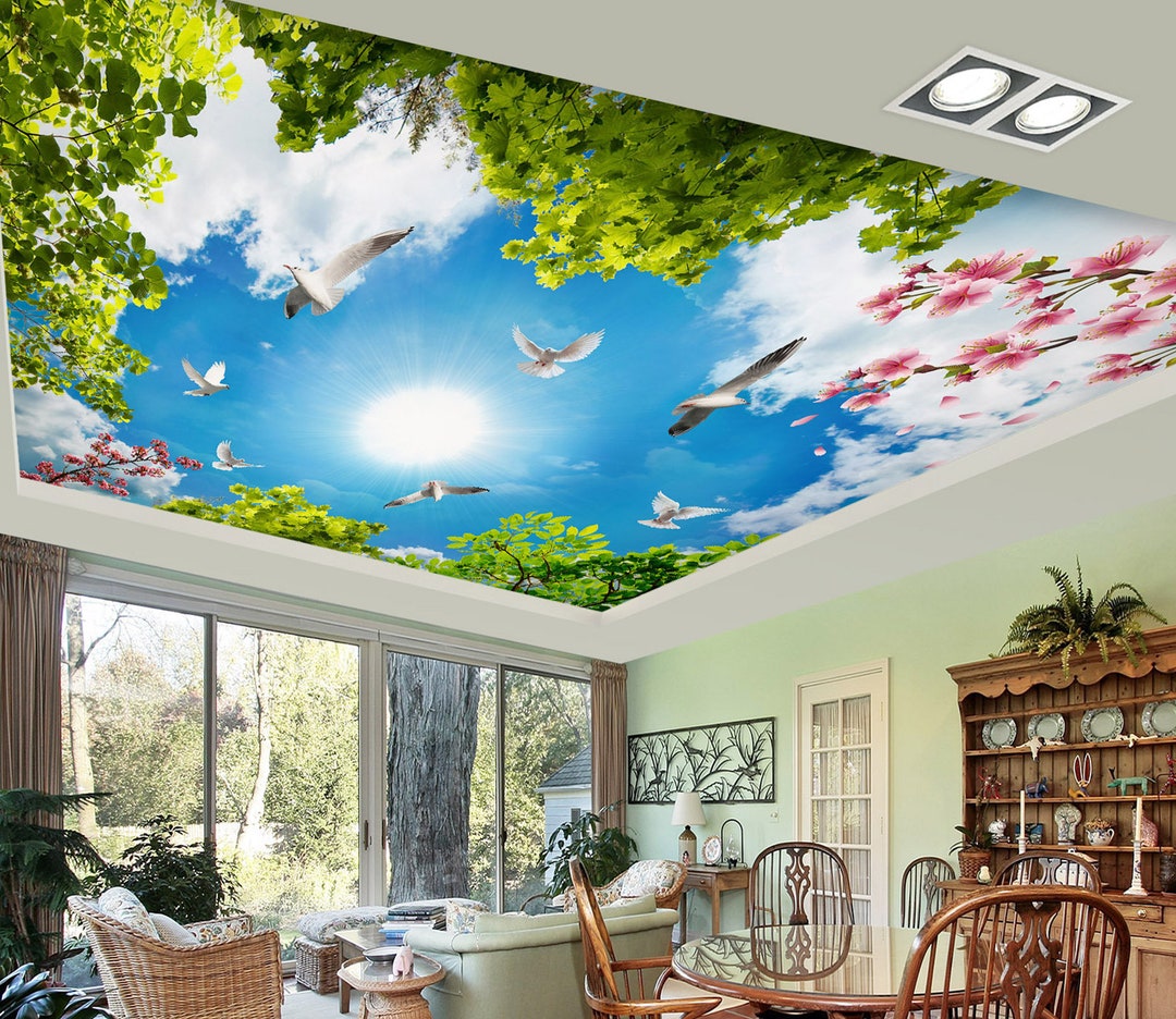 3D Lively Spring Art CA1073 Ceiling Wallpaper Removable Self Adhesive ...