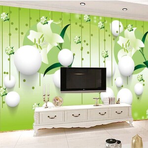 3D Cartoon Grüne Blumen N101 abnehmbare Tapete selbst klebende Tapete Extra große Peel & Stick Wallpaper Wallpaper Wandbild AJ WALLPAPERS