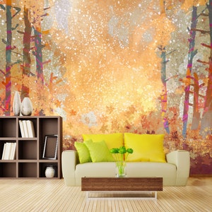 3D Aquarell Wald R5164 abnehmbare Tapete selbstklebend Tapete extra groß Peel & Stick Tapete Tapete Wandbild AJ WALLPAPERS