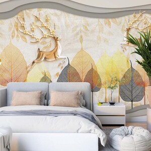 3D Hüpfende Hirsch L2115 Ablösbare Tapete selbstklebende Tapete Extra große Peel & Stick Wallpaper Wallpaper Wandbild AJ HINTERGRUNDBILDER