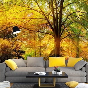 3D Herbst Wald L2688 Abnehmbare Tapete Selbstklebende Tapete Extra Großes Wandbild zum Abziehen und Aufkleben AJ WALLPAPERS