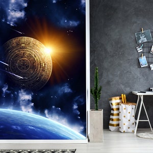 3D Universe Yellow Light R6324 Fondo de pantalla extraíble Fondo de pantalla autoadhesivo Papel tapiz extra grande Peel & Stick Wallpaper Wallpaper Mural AJ WALLPAPERS