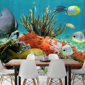 3D Fisch Meer A1423 abnehmbare Tapete selbstklebende Tapete Extra große Peel & Stick Wallpaper Wallpaper Wandbild AJ WALLPAPERS