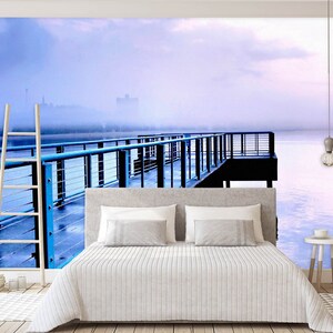 3D Gentle Purple Sea R1493 abnehmbare Tapete selbstklebend Tapete extra groß Peel & Stick Tapete Tapete Wandbild AJ WALLPAPERS