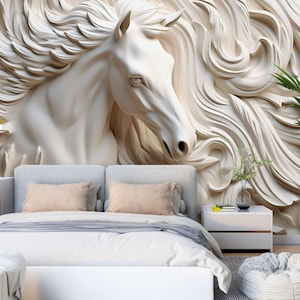 3D Esculpido Animal Cavalo L1756 Papel de Parede Removível Papel de Parede Autoadesivo Extra Grande Peel & Stick Papel de Parede Mural AJ PAPÉIS DE PAREDE