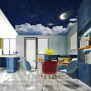 3D Mond und Gute Träume CA3211 Deckentapete abnehmbare selbstklebende Tapete große Peel & Stick Tapete Tapete Wandbild