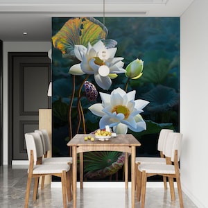 3d branco lótus charme l1454 papel de parede removível auto adesivo extra grande casca & vara papel de parede mural aj papéis de parede