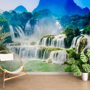 3D Sommer Wasserfall L1610 Ablösbare Tapete selbstklebende Tapete Extra große Peel & Stick Wallpaper Wallpaper Wandbild AJ HINTERGRUNDBILDER