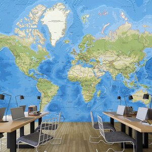 3D Sabedoria Mapa do Mundo L1017 Papel de Parede Removível Papel de Parede Autoadesivo Extra Grande Peel & Stick Papel de Parede Mural AJ PAPÉIS DE PAREDE