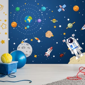 3D Cartoon Universe L16 abnehmbare Tapete selbstklebende Tapete Extra große Peel & Stick Wallpaper Wallpaper Wandbild AJ WALLPAPERS
