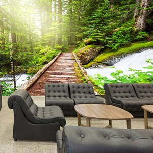 3D Stream im Wald L024 abnehmbare Tapete selbstklebende Tapete extra groß Peel & Stick Tapete Tapete Wandbild AJ WALLPAPERS