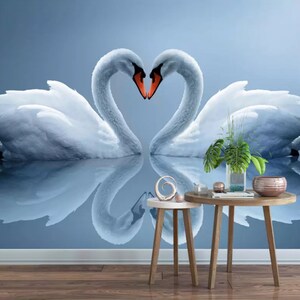 3D Swan E401 abnehmbare Tapete selbstklebende Tapete Extra große Peel & Stick Wallpaper Wallpaper Wandbild AJ WALLPAPERS
