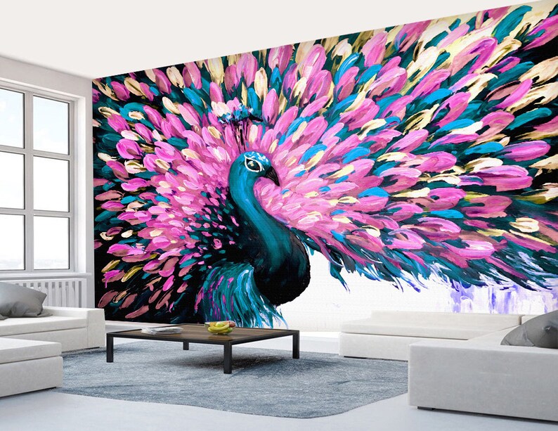 3D Peacock D373 Removable Wallpaper Self Adhesive Wallpaper Extra Large Peel /& Stick Wallpaper Wallpaper Mural AJ WALLPAPERS