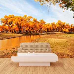 3D Herbst Wald Landschaft R10137 abnehmbare Tapete selbstklebend Tapete extra groß Peel & Stick Tapete Tapete Wandbild AJ WALLPAPERS