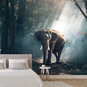 3D Forest Elephant R4279 Papier peint amovible Papier peint autocollant Extra Large Peel & Stick Wallpaper Wallpaper Mural AJ WALLPAPERS