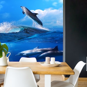3D Elegante Delfin R4776 abnehmbare Tapete selbstklebend Tapete extra groß Peel & Stick Tapete Tapete Wandbild AJ WALLPAPERS