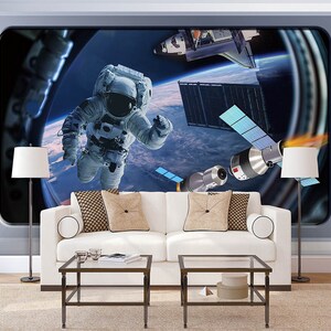 3D universe astronaut A1742 verwisselbare wallpaper zelf klevende wallpaper extra grote Peel & stick Wallpaper Wallpaper muurschildering AJ WALLPAPERS