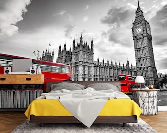 3D City London L1853 verwisselbaar behang zelfklevend behang Extra grote Peel & Stick Wallpaper Wallpaper muurschildering AJ WALLPAPERS