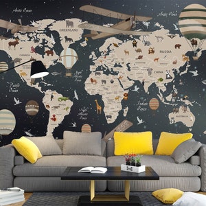 3d elegante mapa do mundo l2538 papel de parede removível auto adesivo extra grande casca & vara papel de parede mural aj papéis de parede