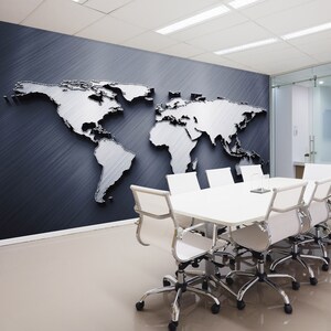 3D jasnoszara mapa świata L931 Tapeta usuwalna Tapeta samoprzylepna Bardzo duża tapeta samoprzylepna Tapeta AJ WALLPAPERS