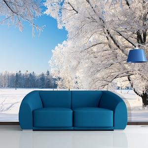 3D Romantischer Schnee Baum R4566 abnehmbare Tapete selbstklebend Tapete extra groß Peel & Stick Tapete Tapete Wandbild AJ WALLPAPERS