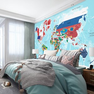 3D Bandeira Mapa Arte L1040 Papel de Parede Removível Papel de Parede Autoadesivo Extra Grande Peel & Stick Papel de Parede Mural AJ PAPÉIS DE PAREDE