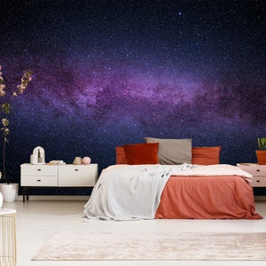 3D Purple Galaxy L1886 Papel pintado removible Papel pintado autoadhesivo Extra grande Peel & Stick Wallpaper Mural AJ WALLPAPERS