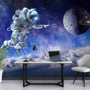 3D Grappig Astronaut R6294 Verwijderbaar Behang Zelfklevend Behang Extra Grote Peel &Stick Wallpaper Wallpaper Mural AJ WALLPAPERS