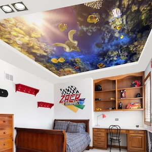 3D Sunshine Ocean World CA1834 Deckentapete abnehmbare selbstklebende Tapete große Peel & Stick Tapete Tapete Wandbild