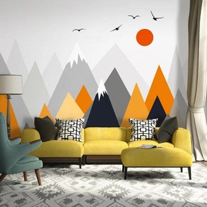3D Cartoon Mountains F49 abnehmbare Tapete selbstklebende Tapete Extra große Peel & Stick Wallpaper Wallpaper Wandbild AJ WALLPAPERS