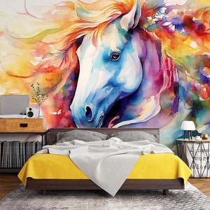 3d animal cavalo pintura l2598 papel de parede removível auto adesivo extra grande casca & vara papel de parede mural aj papéis de parede