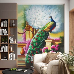 3D Tier Pfau L2506 Abnehmbare Tapete selbstklebende Tapete Extra große Peel & Stick Wallpaper Wallpaper Wandbild AJ HINTERGRUNDBILDER