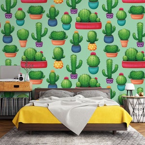 3D Green Cactus L1890 Papel pintado removible Papel pintado autoadhesivo Extra grande Peel & Stick Wallpaper Mural AJ WALLPAPERS