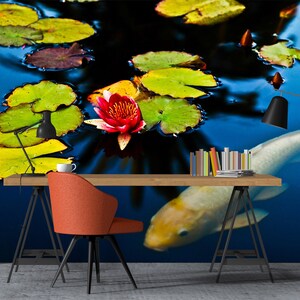 3D Big White Koi L1392 abnehmbare Tapete selbstklebende Tapete extra groß Peel & Stick Tapete Tapete Wandbild AJ WALLPAPERS