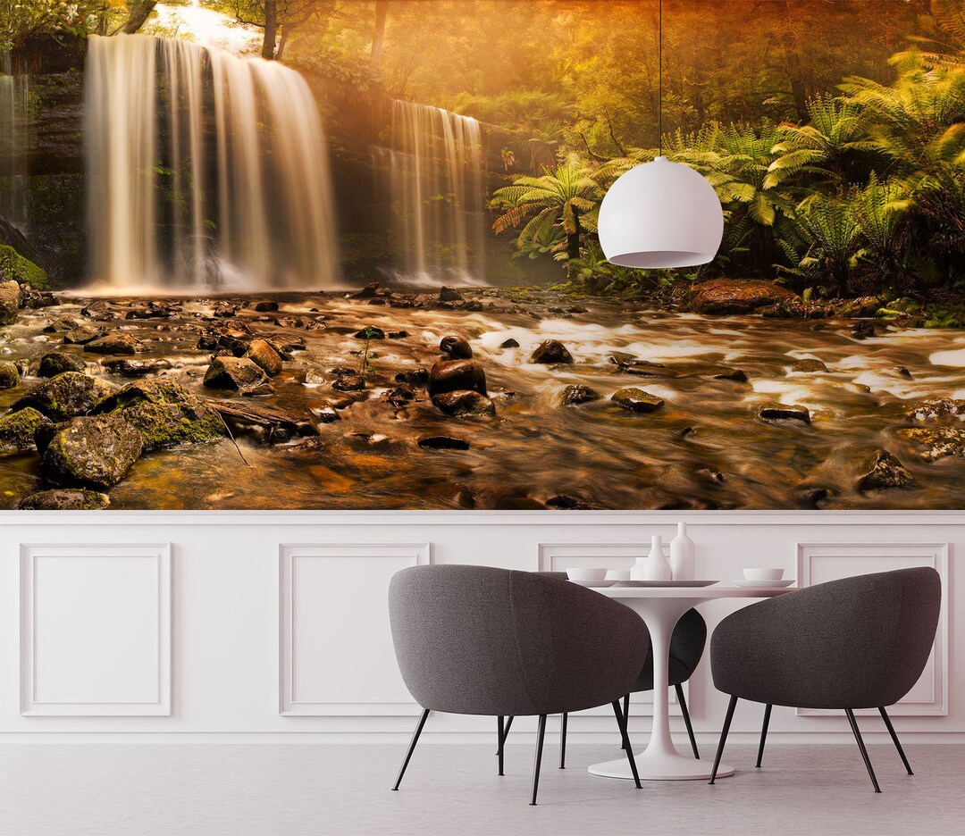 3D Forest Small Waterfall R1116 Removable Wallpaper Self Adhesive ...