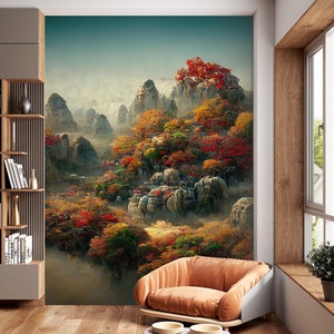 3D Herbst Wald Farben L2097 Abnehmbare Tapete Selbstklebende Tapete Extra Groß Schälen & Aufkleben Tapete Wandbild AJ WALLPAPERS