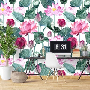 3D Sommer Rosa Lotus R4951 abnehmbare Tapete selbstklebend Tapete extra groß Peel & Stick Tapete Tapete Wandbild AJ WALLPAPERS